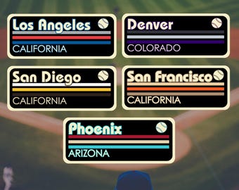 NL West Baseball Retro City Stickers | MLB | LA San Diego, San Francisco, Denver, Phoenix