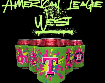 AL West Neon Baseball Handmade Slap Wrap Can Cooler | TOTC Statement Edition SlapChillz