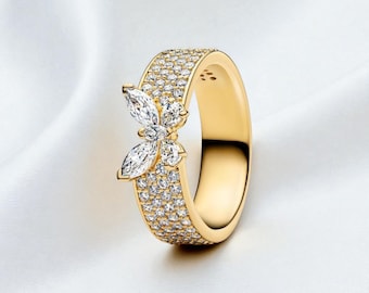 Funkelnder Schmetterling Bold Ring, 14K Vergoldeter Schmuck, Perfektes Geschenk für Sie, Vergoldeter Schmetterlingsring, Geschenk für Frauen