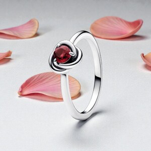 July Birthstone Ring, Silver Red CZ Ring, Ruby Look Ring, Gift for Her, Dainty Birthstone Band, Pandora Style Ring, Stackable July Ring