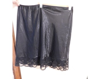 Vintage Perfectform Slip 2X Black Lace Trim