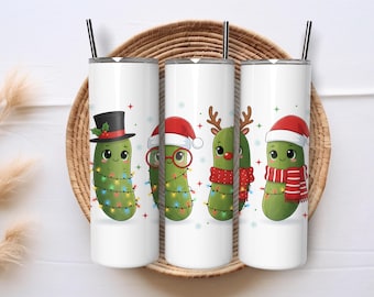 Funny Christmas Pickle Tumbler Wrap PNG Holiday Lights Design Digital download