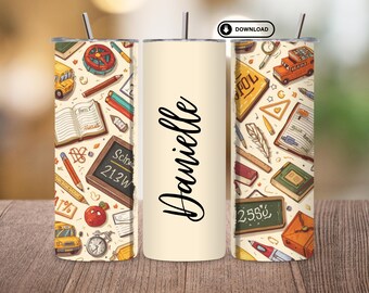 Teacher & Bus Driver 20oz Skinny Tumbler Sublimation Design PNG | Male Teacher Tumbler Wrap | Digital Waterslide Download | Instant Gift
