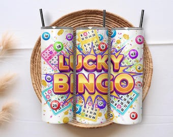 Funny Bingo Lover Tumbler Wrap 20oz Sublimation PNG Bingo Game Night Seamless Design Colorful Bingo Gift Idea for Bingo Moms Tumbler Maker