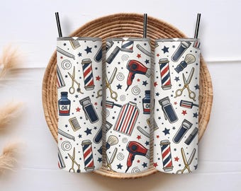 Barber Tumbler Wrap Seamless Barber Doodle 20oz Skinny Tumbler Design Hair Stylist Gift Sublimation Tumbler Wrap PNG Digital Download