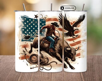 Western Cowboy Tumbler Wrap PNG, Bull Rider 20oz Skinny Sublimation Design, Rustic Rodeo Western Wrap, Digital Download