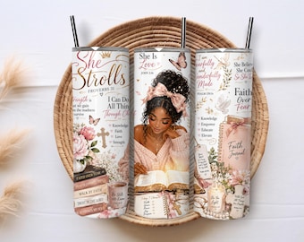 Black Woman Empowerment Tumbler Wrap PNG, Faith Inspirational 20oz Skinny Sublimation Design , Love Yourself , Instant Download