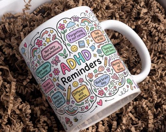 ADHD Mug Wrap PNG, ADHD Positive Erinnerungen Tasse Sublimationsdesign, 11oz & 15oz Tassenvorlage, Mentale Gesundheit Tasse Png digitaler Download