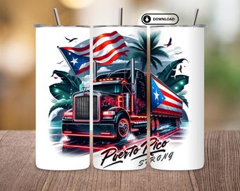 Lieferzeit: 3-5 Werktage in Deutschland 20 Unzen dünnes Sublimationsdesign | Fracht-LKW PR Flaggen-Verpackung | Boricua Digitaler Download