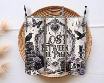 Villains Write Better Love Stories 20oz Skinny Tumbler Wrap PNG, Dark Romance Bookish Tumbler Sublimation, Gothic Reader Digital Download