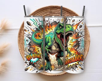 3D T-Rex Tumbler Wrap, Kids Sublimation Design (Digital Download)