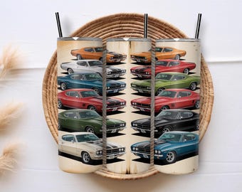 Vintage Muscle Car Tumbler Wrap: Classic Car Design (Digital Download)