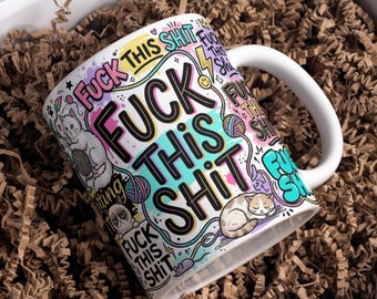 **Fuck This Shit** Lustige Katzen-Tasse mit versteckter Nachricht (Digitaler Download)