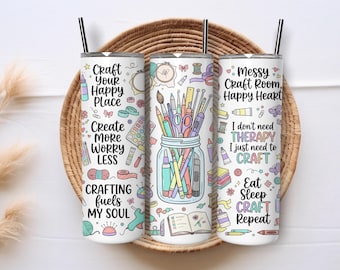 Crafter Tumbler Wrap PNG, Crafting Quotes 20oz Skinny Tumbler Sublimation Design, Digital Download