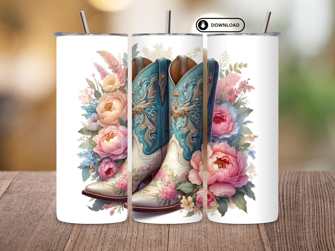 Cowgirl Boots Tumbler Wrap PNG, Western Girl 20oz Sublimation Design ...