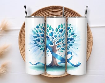 Child Abuse Awareness Tumbler Wrap, 20 Oz Skinny Sublimation Tumbler Design PNG, Blue Ribbon Month Digital Download