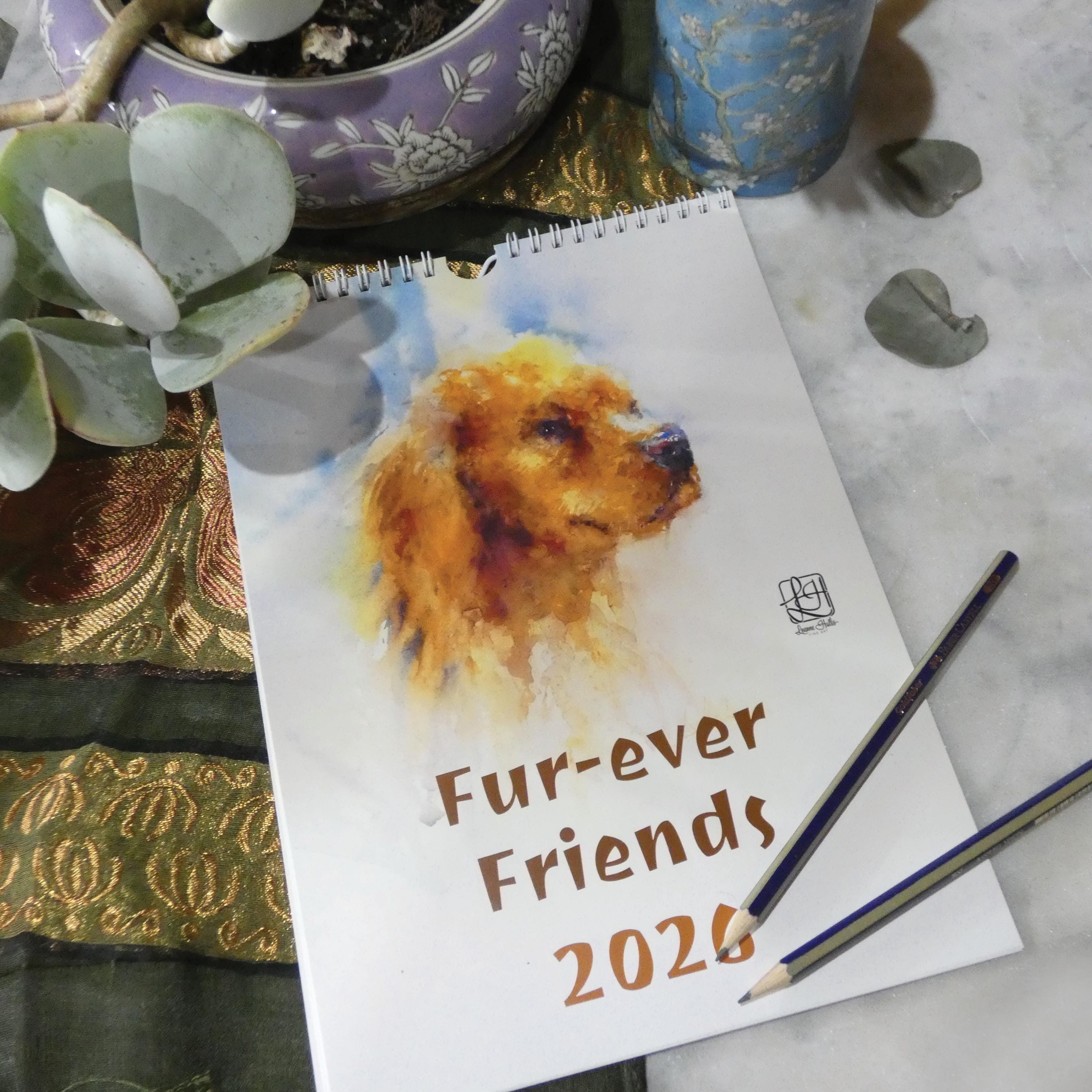 2026年 A3 犬の肖像画壁掛けカレンダー | ふわふわの友達にインスパイアされた水彩画カレンダー | 2026年1月～12月 |  ウードルズ、マルチーズなど - Etsy 日本, image size:3000x3000