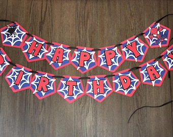 spidey birthday banner, happy birthday sign