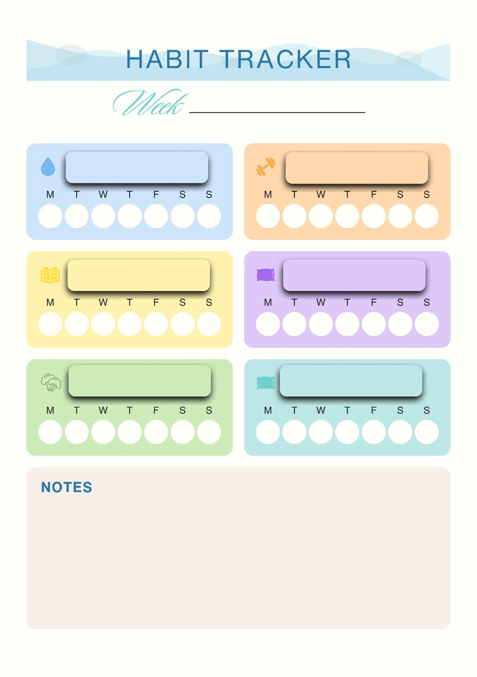 Weekly Habit Tracker Template | Wellness Planner for Goals ...