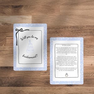 Bridesmaid Proposal Card: Elegant Wedding Party Invitation (Edible downloable template)