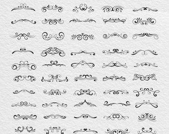 Conjunto SVG de adornos y florituras / Decoración vintage con espirales (descarga digital)