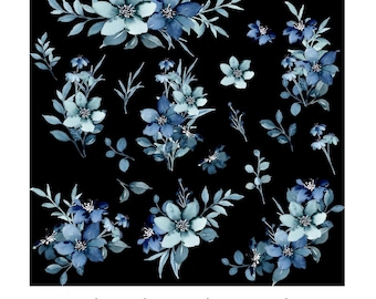 Paquete de imágenes prediseñadas florales de acuarela azul (descarga digital)