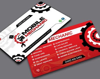 Plantilla de tarjeta de presentación para mecánico móvil: Diseño editable en Canva