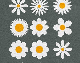Paquete SVG de margaritas / Paquete de ilustraciones florales / Archivos PNG / Clipart de corte para Cricut