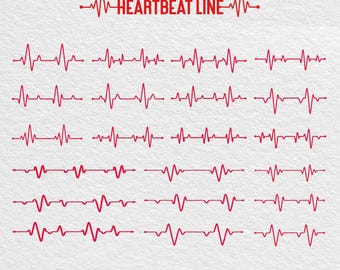 Frecuencia cardíaca SVG / Línea de pulso de ECG / Monitor de ritmo cardíaco / Archivo de corte para Cricut