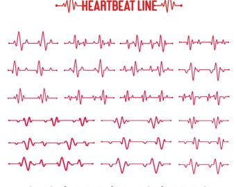 Archivo SVG de latido del corazón / Archivo de corte de línea de ECG / Diseño de pulso de amor / Silueta de Cricut / (Descarga digital)