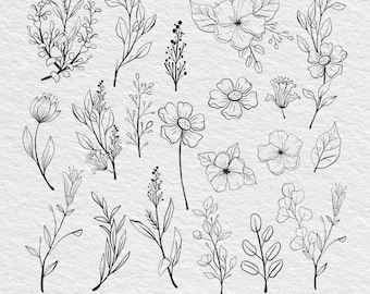 Paquete de ramo de flores silvestres SVG/Dibujado a mano (Descarga digital)