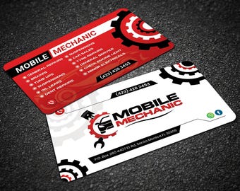 Diseño de tarjeta de presentación para mecánico móvil: Plantilla de Canva imprimible y fácilmente editable