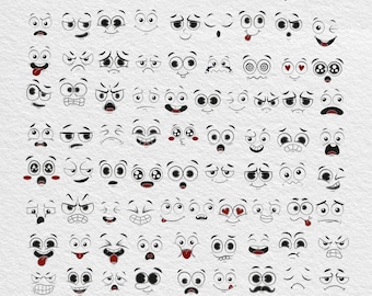 Emojis kawaii SVG / Clipart de reacción de anime (Descarga digital)