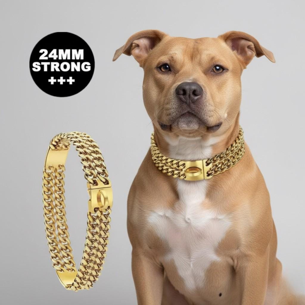 小物 DOUBLE MINI PITBULL CHAIN ( Order) 15mm Cuban Link Dog Chain
