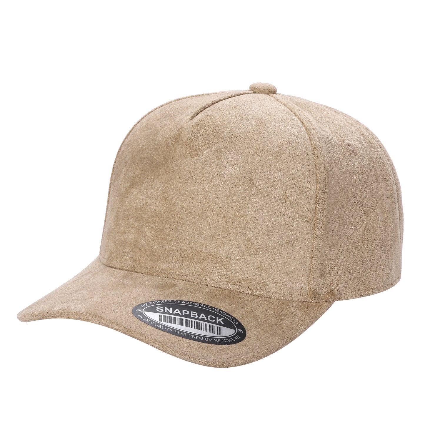 Plain Suede Snapback Hat: 5 Panel Customizable Baseball Cap 
