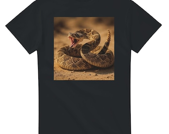 Diamondback Rattlesnake Graphic T-Shirt | Heavyweight Cotton Tee | Unique Snake Design