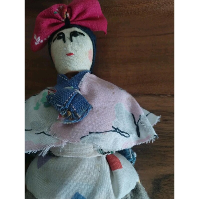 VTG Mexican Cloth Doll 10 Inches Tall image 2
