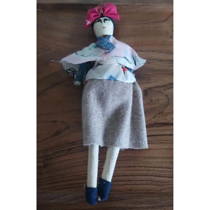 VTG Mexican Cloth Doll 10 Inches Tall image 1