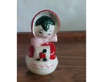 Vintage LEFTON Christmas Ceramic Snowlady Salt Shaker