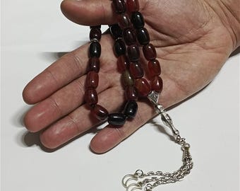 Premium Natural Agate Tasbih 33Beads Handmade Islamic Prayer Beads Misbaha Gifts