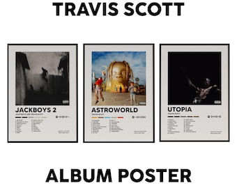 Travis Scott Poster | Album Cover Wall Art | Complete Tracklist Print | Hip Hop Decor | Spotify Code | Gift for Travis Scott Fans