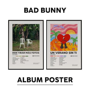 Bad Bunny Poster | Album Cover Wall Art | Complete Tracklist Print | Latin Music Decor | Spotify Code | Gift for Bad Bunny Fans