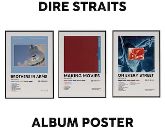 Dire Straits Poster | Album Cover Wall Art | Complete Tracklist Print | Vintage Rock Decor | Spotify Code | Gift for Dire Straits Fans