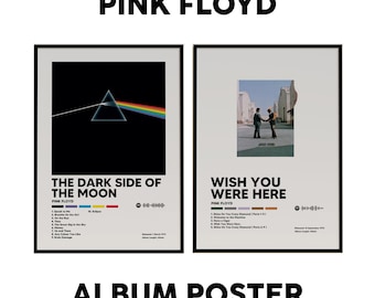 Pink Floyd Poster | Album Cover Wall Art | Complete Tracklist Print | Classic Rock Decor | Spotify Code | Gift for Pink Floyd Fans