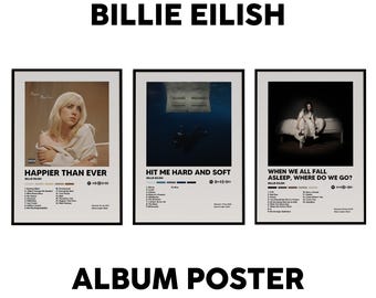 Billie Eilish Poster | Album Cover Wall Art | Complete Tracklist Print | Alternative Pop Decor | Spotify Code | Gift for Billie Eilish Fans