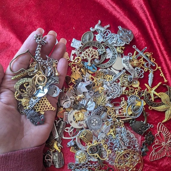 Mezcla a granel de más de 250 dijes (1 libra) en tonos surtidos para la creación de joyas DIY.