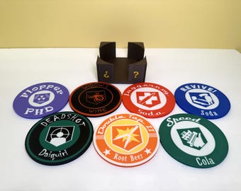 Juego completo de posavasos con el logotipo de la máquina Perk-a-Cola / Decoración de escritorio para gamers