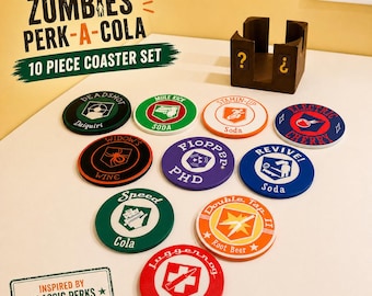 Juego completo de posavasos con el logotipo de la máquina Perk-a-Cola / Decoración de escritorio para gamers