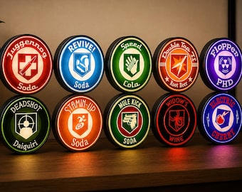 Perk Machine LED Light Box | Gaming Room Decor | LED Gamer Wall Art | Zombie Inspired Room Decor