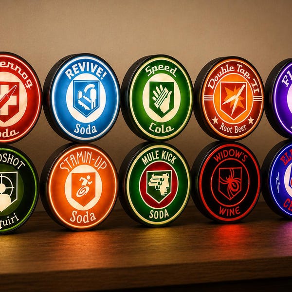 Perk Machine LED Light/Lamp Box | Zombie Gamer Wall Art, Gaming Room Decor